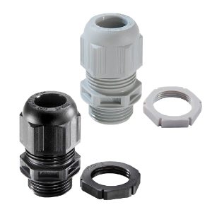 Black and Grey Wiska Cable Glands with Locknut M12
