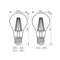 DIXI FILLED E27 LED Bulb Technical Drawing