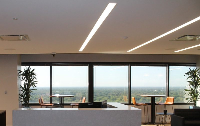 Recessed Ceiling Lighting in an office with natural light windows