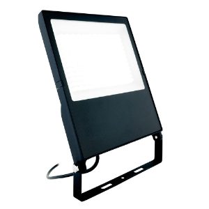 100W LED Floodlight in Black with Frosted Glass and Cool White illumination