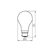 Kanlux XLED LED Filament Bulb Technical Drawing - 8W, Clear, GLS A60, B22, 2700K - KX-33104