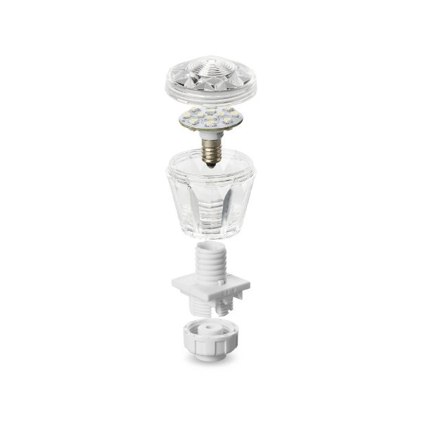 E10 Cabochon Set - Clear Case, E10 LED Bulb and Lamp Holder, 6000K Cool White