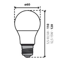 Kanlux 10.5W IQ-LED A60 E27 LED Bulb Technical Drawing